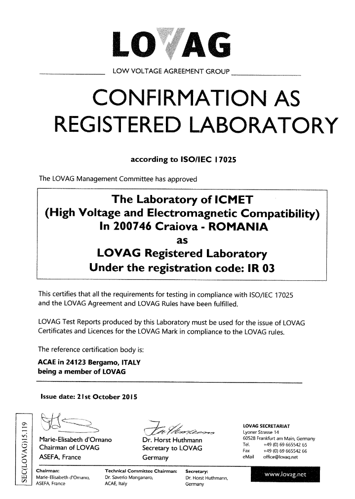 LOVAG Registered Laboratory