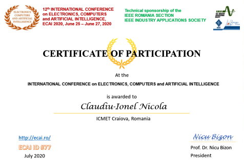 Certificat ECAI 2020 Claudiu Ionel Nicola