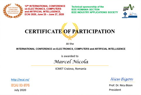 Certificat ECAI 2020 Marcel Nicola