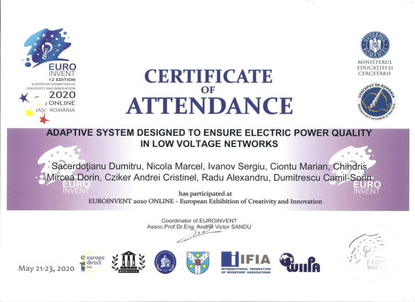 Certificat Participare EUROINVENT 2020