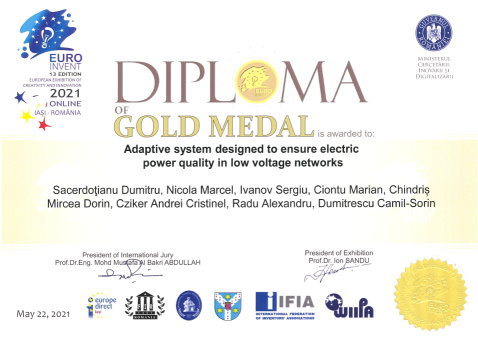 Diploma Medalie de Aur EUROINVENT 2021