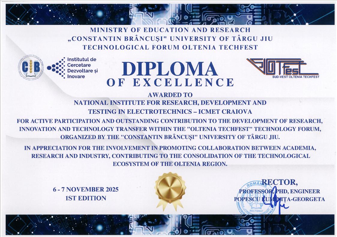 Diploma de Excelenta OLTENIA TECH FEST 2025