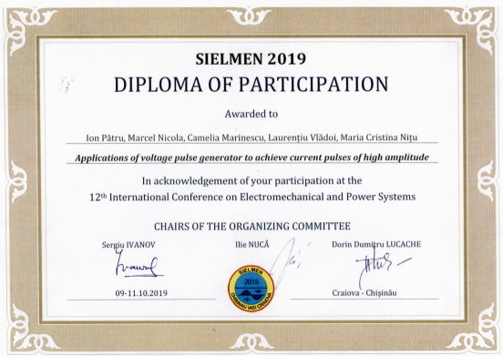 Diploma Participare SIELMEN 2019
