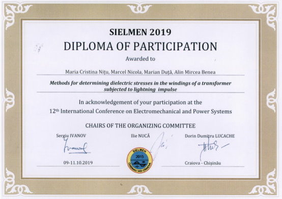 Diploma Participare SIELMEN 2019