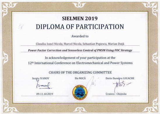 Diploma Participare SIELMEN 2019