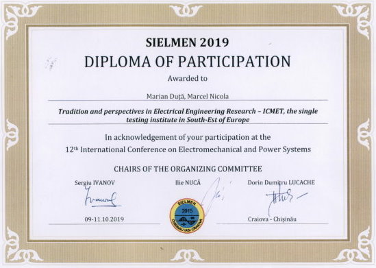 Diploma Participare SIELMEN 2019