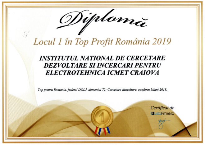 Diploma Top Profit Locul 1 2019