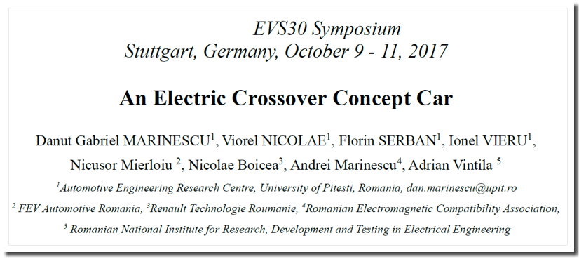 ICMET Craiova - EVS 30 Symposium, Stuttgart, 2017